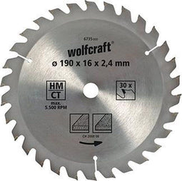 Wolfcraft Cirkelzaagblad 190mm - Hardmetaal - Wisseltand - Asgat 30mm