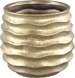 PTMD Lodas Ronde Bloempot - H14,5 x Ø16,5 cm - Keramiek - Goud