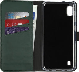 Selencia Hoesje Geschikt voor Samsung Galaxy A10 Hoesje Met Pasjeshouder - Selencia Echt Lederen Bookcase - Groen