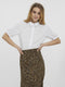 VERO MODA VMELLA ELASTIC SS SHIRT - Dames Blouse met Kraag en Korte Mouwen - M