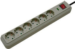 Brennenstuhl Eco-Line 13.500 A - Stekkerdoos - 6-voudig met overspanningsbeveiliging - Grijs