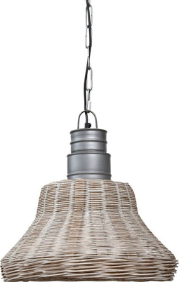 PTMD Rayen wit geweven rieten hanglamp maat in cm: 40 x 40 x 42 - wit - wit