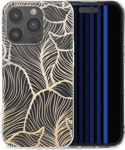 iMoshion Hoesje Geschikt voor iPhone 15 Pro Hoesje Siliconen - iMoshion Design hoesje - Transparant / Golden Leaves Transparant