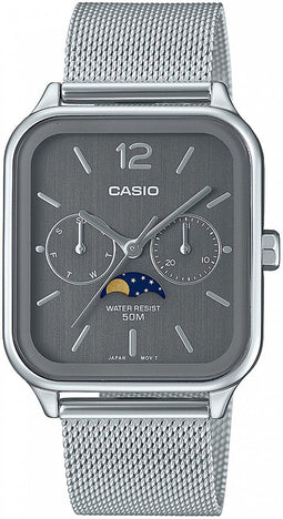 Casio MTP-M305M-8AVER - Heren Horloge - Roestvrijstalen behuizing - 5 ATM waterdicht - Maanfase en datumaanduiding