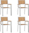 vidaXL - Stapelbare - Ligstoelen - 4 - stuks - Massief - Teakhout - en - Rvs