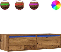 vidaXL - Tv-meubel - met - LED-verlichting - 100X35,5x25 - cm - oud - houtkleurig