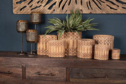 PTMD Moroni Ovale Bloempot - 19 x 11 x 18 cm - Keramiek - Bruin