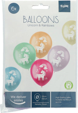 Folat - Ballonnen Unicorns & Rainbows Meerkleurig 33 cm - 6 stuks