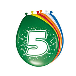 Folat BV Cijfer ballonnen 5 jaar, 8st.