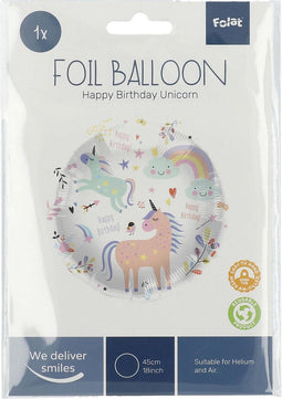 Folat - Folieballon Verjaardag Eenhoorn - 45 cm