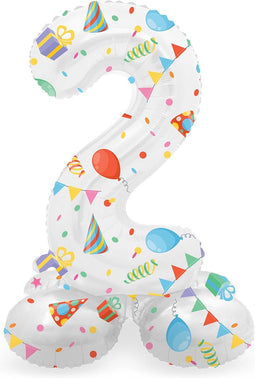 Folat - Staande folieballon Cijfer 2 Joyful Party - 72 cm
