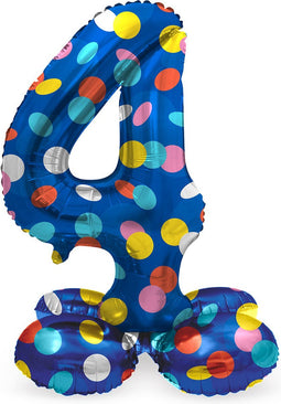Folat - Staande folieballon Cijfer 4 Colorful Dots - 72 cm