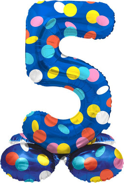 Folat - Staande folieballon Cijfer 5 Colorful Dots - 72 cm
