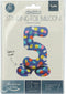 Folat - Staande folieballon Cijfer 5 Colorful Dots - 72 cm