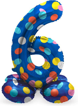 Folat - Staande folieballon Cijfer 6 Colorful Dots - 72 cm