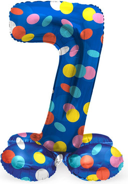 Folat - Staande folieballon Cijfer 7 Colorful Dots - 72 cm