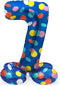 Folat - Staande folieballon Cijfer 7 Colorful Dots - 72 cm
