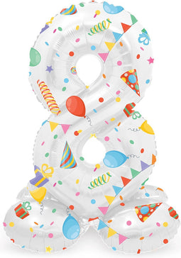 Folat - Staande folieballon Cijfer 8 Joyful Party - 72 cm