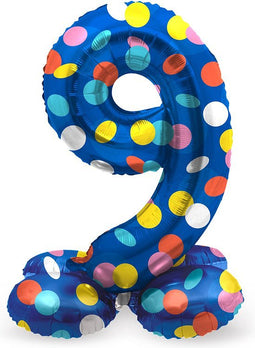 Folat - Staande folieballon Cijfer 9 Colorful Dots - 72 cm