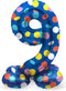 Folat - Staande folieballon Cijfer 9 Colorful Dots - 72 cm