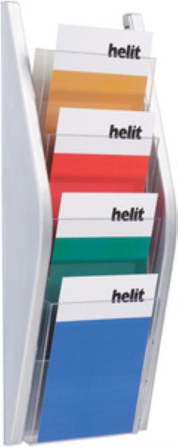 Folderhouder helit wand 4 x a5 zilver