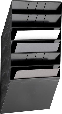 Folderrek Flexibox 6, 6 dispensers, A4, staand of liggend, verschillende hoogtes. Hoogtes