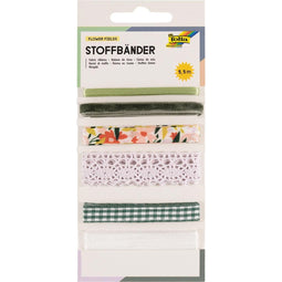 Folia - Folia stoffen linten, 6 geassorteerde kleuren, totale lengte 5,5 m, flower fields