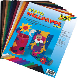 Folia golfkarton ft 25 x 35 cm | pak met 10 vellen | geassorteerde kleuren