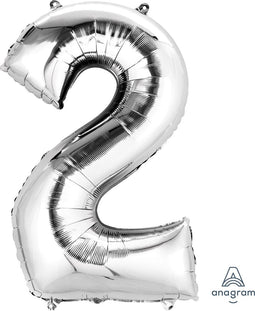 Folie Ballon Nummer 2 50x88 cm Zilver