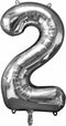 Folie Ballon Nummer 2 50x88 cm Zilver