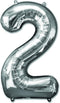 Folie Ballon Nummer 2 50x88 cm Zilver