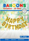 Folie Letter ballon 'Happy Birthday' Goudkleurig.