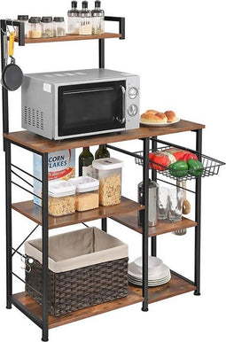Goliving Keukenkast - Staand Keukenrek - Organizer - Hout - Bruin/Zwart - 90 x 40 x 132