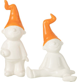 J-Line figuur Kabouter Staand - keramiek - wit/oranje - small