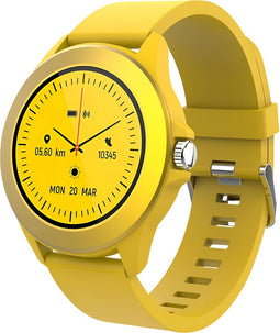 Forever, Gekleurd Bluetooth-horloge voor het volgen van de gezondheid Waterdichte meldingen, Geel