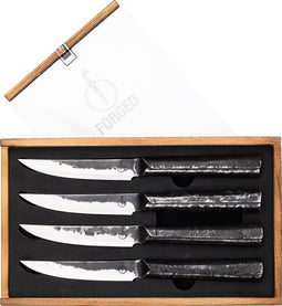 Forged Brute Steakmessen 4-delig - RVS - In Houten Gifbox