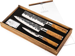 Forged Olive Messenset 3-delig - Koksmes, Hakbijl en Universeel mes
