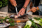 Forged Olive vis fileermes 18cm - Olijfhout - In Houten Giftbox