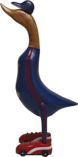 Formule 1 race eend - 25x18x48 - Naturel/blauw/rood - Teak/bamboe