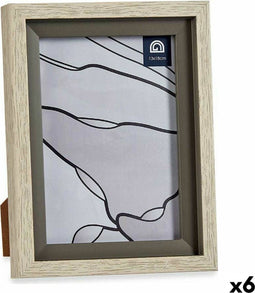 Fotolijsten 17 x 2 x 21,8 cm Kristal Grijs Beige Plastic (6 Stuks)