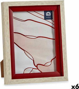 Fotolijsten 17 x 2 x 21,8 cm Kristal Rood Hout Bruin Plastic (6 Stuks)