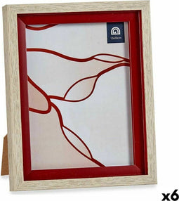 Fotolijsten 18,8 x 2 x 24 cm Kristal Rood Hout Bruin Plastic (6 Stuks)