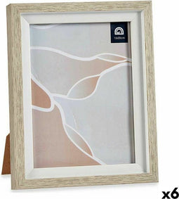 Fotolijsten 18,8 x 23,8 x 2 cm Kristal Beige Wit Plastic (6 Stuks)