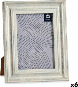 Fotolijsten 19 x 2 x 24 cm Kristal Zilverkleurig Hout Bruin Plastic (6 Stuks)
