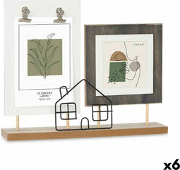 Fotolijsten 2 fotos Huis Zwart Bruin Hout MDF (28 x 23,5 x 6 cm) (6 Stuks)
