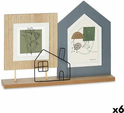 Fotolijsten 2 fotos Huis Zwart Bruin Hout MDF (36 x 26 x 6 cm) (6 Stuks)