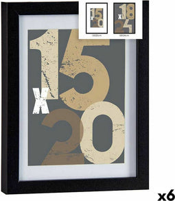 Fotolijsten 20,5 x 2,5 x 26,5 cm Zwart Glas Hout MDF (6 Stuks)