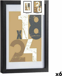 Fotolijsten 24 x 2,5 x 32,5 cm Zwart Glas Hout MDF (6 Stuks)