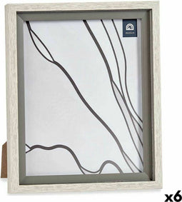 Fotolijsten 24 x 2 x 29 cm Kristal Grijs Hout Bruin Plastic (6 Stuks)