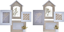 Fotolijsten DKD Home Decor Hout 39 x 3 x 41 cm Natuurlijk Planten (2 Stuks)